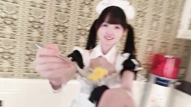 Kawaii cosplay pup gets stuffed and gushed in doggy style