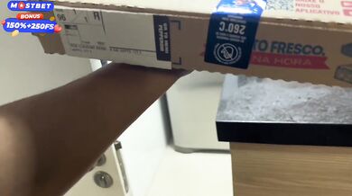 Jealous crushes pizza while big booty gushes in POV