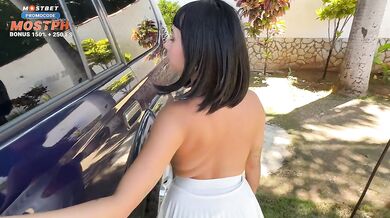 Stepmom caught rubbing her pussy in car then fucked raw in public