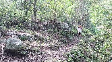 Big ass MILF stepmom takes old pervert deep in the woods