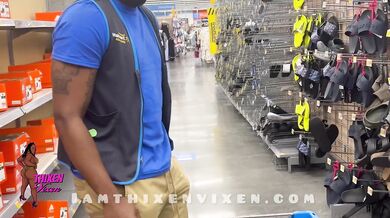 Black BBW slams Walmart clerk against toilet wall deep in backshots