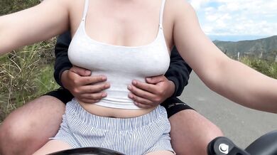 Latina 18yo lets him finger her panties then squirts in public
