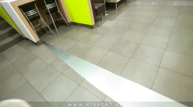 Stepson fucks stepmom in public toilet cum in coffee humiliation