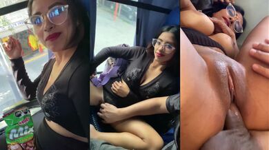 Squirted creampie on the public bus by a gordibuena latina milf