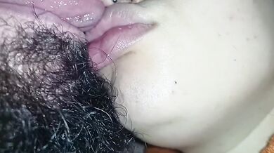 She gobbles his fat cock while French kissing him till they both drool