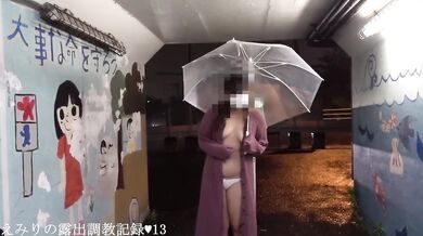 Emiri stripped bare in the underpass chubby public nudity training
