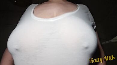 Milk craving Latina with giant bouncing monster tits