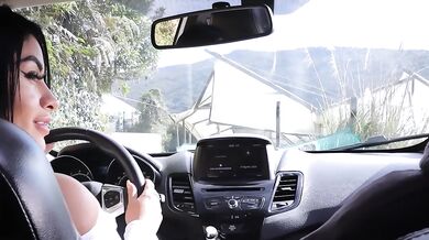 Big ass latina tattoos ride my car cumshot