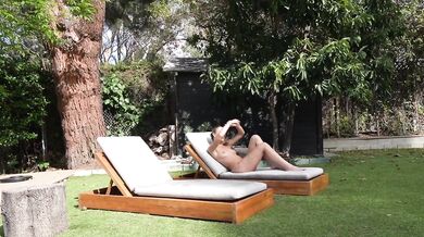 Super slut rides her bare ass step bro cowgirl squirt NAKED in garden caught sloppy blowjob