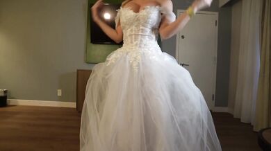 Blonde bimbo wife stuffed with husband's big cock on wedding night