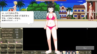 Flirting turns public beach into full blown fuck show Japanese hentai game