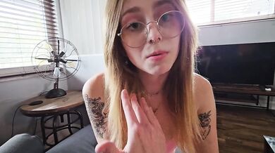 StepSis gagging on her big cock while her ass gapes wide open