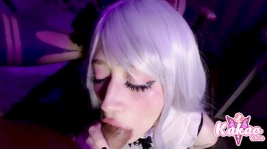Choking on my big dick while she plays her cosplay waifu