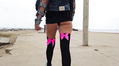 The milf paranoid footage public flashing hot mom alone