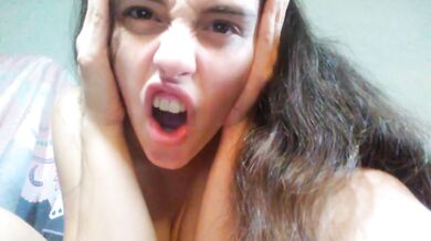 Brunette solo cumming hard squirting her pink pussy while fingering her clit