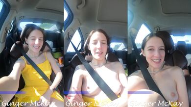 Small tits girl masturbates in car video blog post