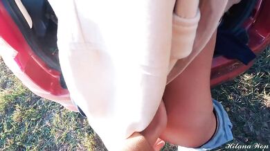 Tinder babe takes big dick in forest public fuck POV teen gets filled twice