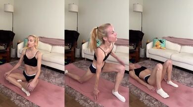 Skinny blonde yoga bleeds small tits til fit tightens