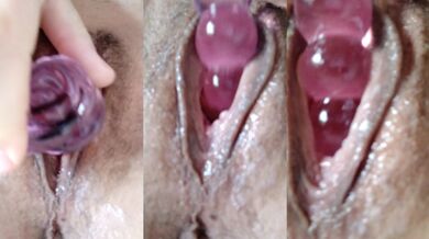 Primer plano cristal consolador esposa mojada creampie asiatica