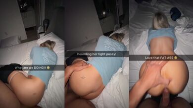 Stepbro fills tight blonde pussy leaking parents sleep next door