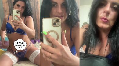 Blue Lace Tease on My Squirt-Stained Mirror