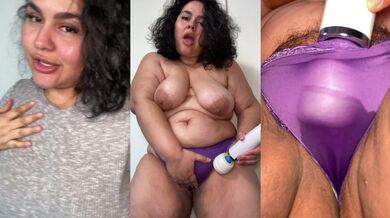 BBW MILF soaking panties with her wand vibrator squirt solo