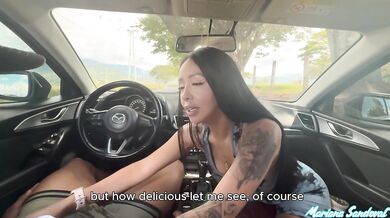 Big black cock fucks a horny Colombian milf in the car after picking her up on the road