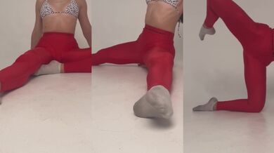 Teasing yoga legs worship goddess in juicy leggings
