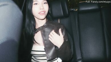 Asian beauty deepthroats in car then takes cumloads doggy style with heels