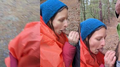 Milf deep throats cumshot in Wisconsin outdoors