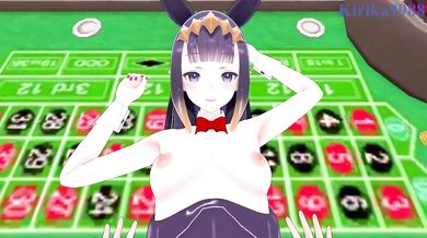 Bunny girl and I cum hard in the casino hentai game