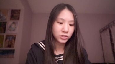 Asian schoolgirl cosplay ASMR with circumcised comfort