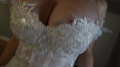 Blonde bimbo bride gets fucked raw on wedding night drenched in cum
