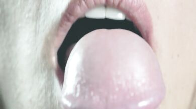 Blonde girlfriend teases huge load with sensual slow blowjob close up
