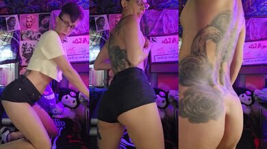 Hot tattooed milf strips sneakers to music showing off perky tits