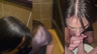 MILF gags hard when surprise cum BURSTS down her throat