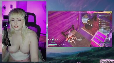 Blonde gamer girl chokes on her Palworld game