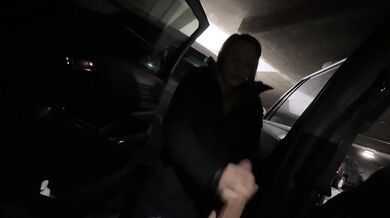 Wife gets stuffed in park restroom then hungry blowjob in lot