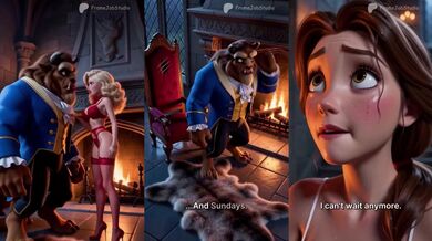 Belle Blonde Bimbo FFM Threesome Gushing Choked Cartoon Parody