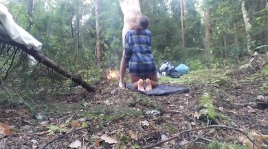 Brunette amateur couple destroys doggystyle with hard fast fuck cum on back