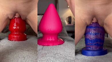 MILF Exclusive Solo Pussy Stretching With Huge Dildo And Toys Choked
