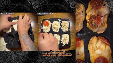 Cute Ebony Cooks Skull Pizza Dippers Gushing Choked