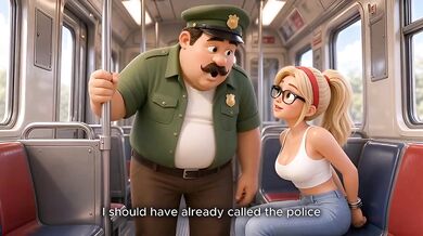 Hentai Subway Guard Strangles Choking Fat Old Man Gushing
