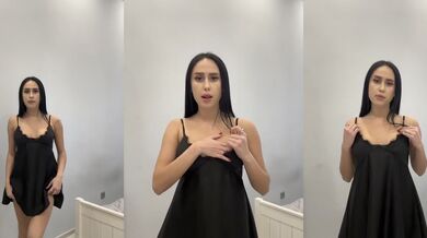 Amateur Brunette Solo Tease Squirted In Tight Dress Until POV Daddy Watched