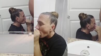 Sloppy MILF Wife Slobbering Blowjob All Over My Big Cock Cum In Mouth