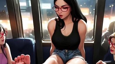 Hentai Cartoon Footjob On Public Train With Cum On Feet