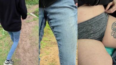 Wife Hurts Leg During Walk Then Wet Pants Car Amateur Blowjob