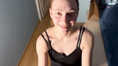 Redhead 18yo Chokes Cock Guzzles Valentine's Cum Load