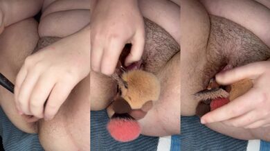 Stuffing her Pussy with Makeup Brushes Rough Amateur Solo Insertion