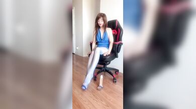 Sexy lingerie stockings Asian girl caught solo cumshot